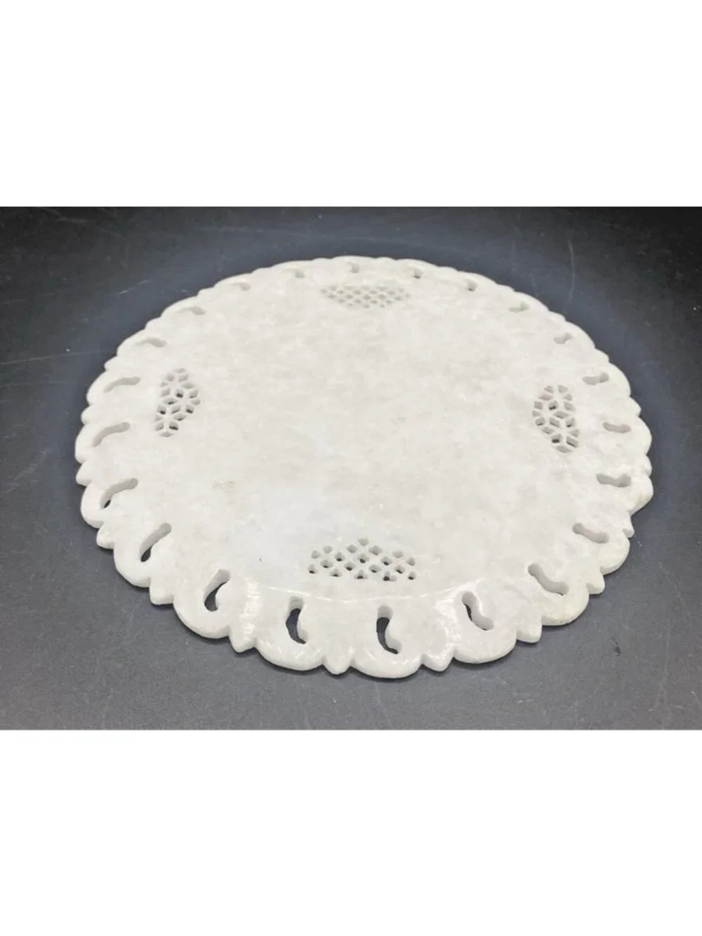 Inlaid Marble Plate Floral Stone Handmade Decor Boho Cottage 7 Inches